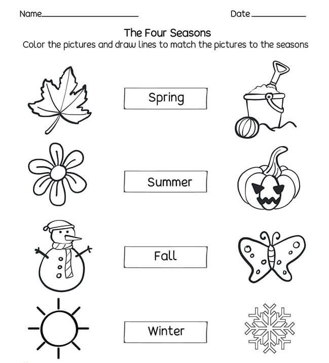seasons worksheets for kindergarten