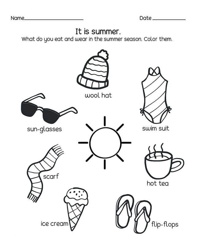Free Seasons Worksheets For Kindergarten 