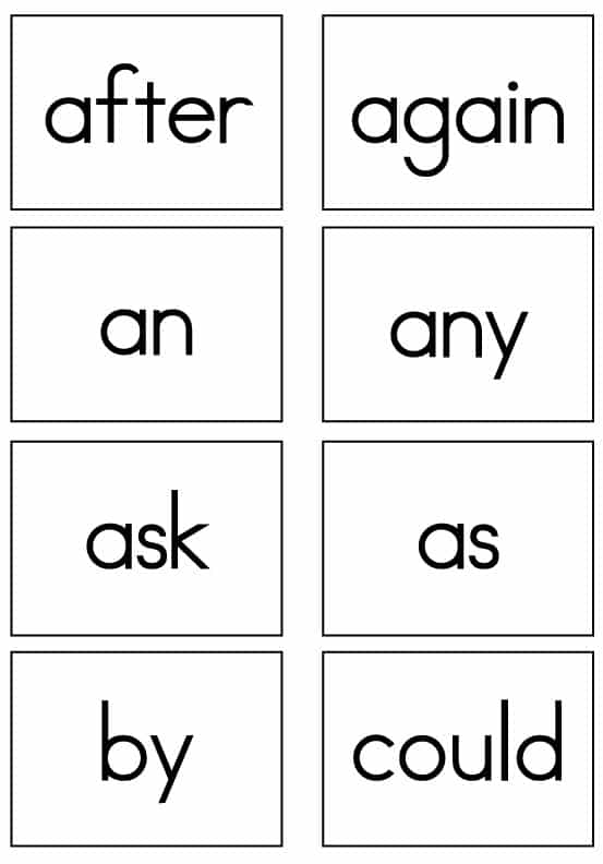 1st grade sight words flash cards printable