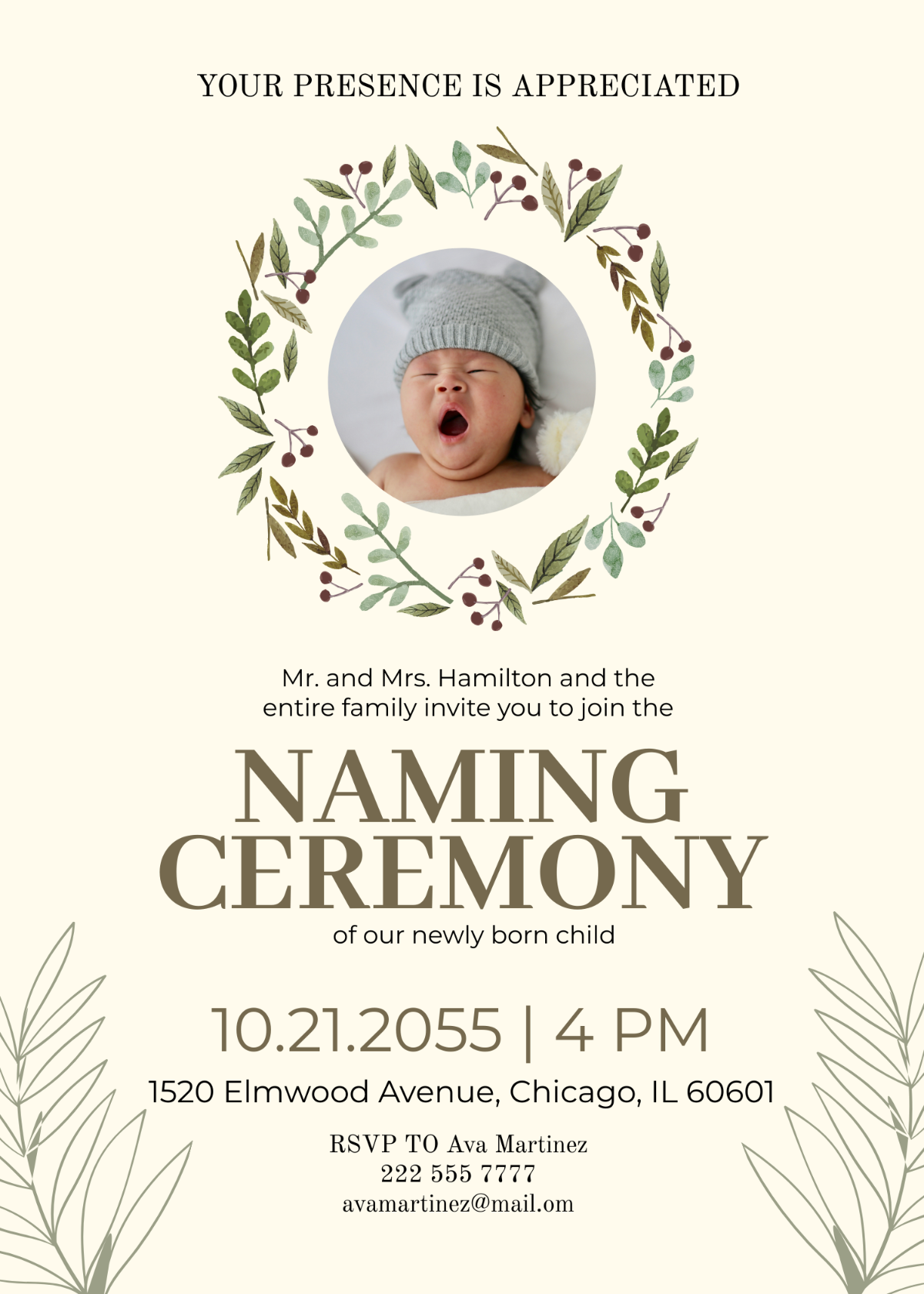 Free Simple Child Naming Ceremony Invitation Card Template To Edit Online