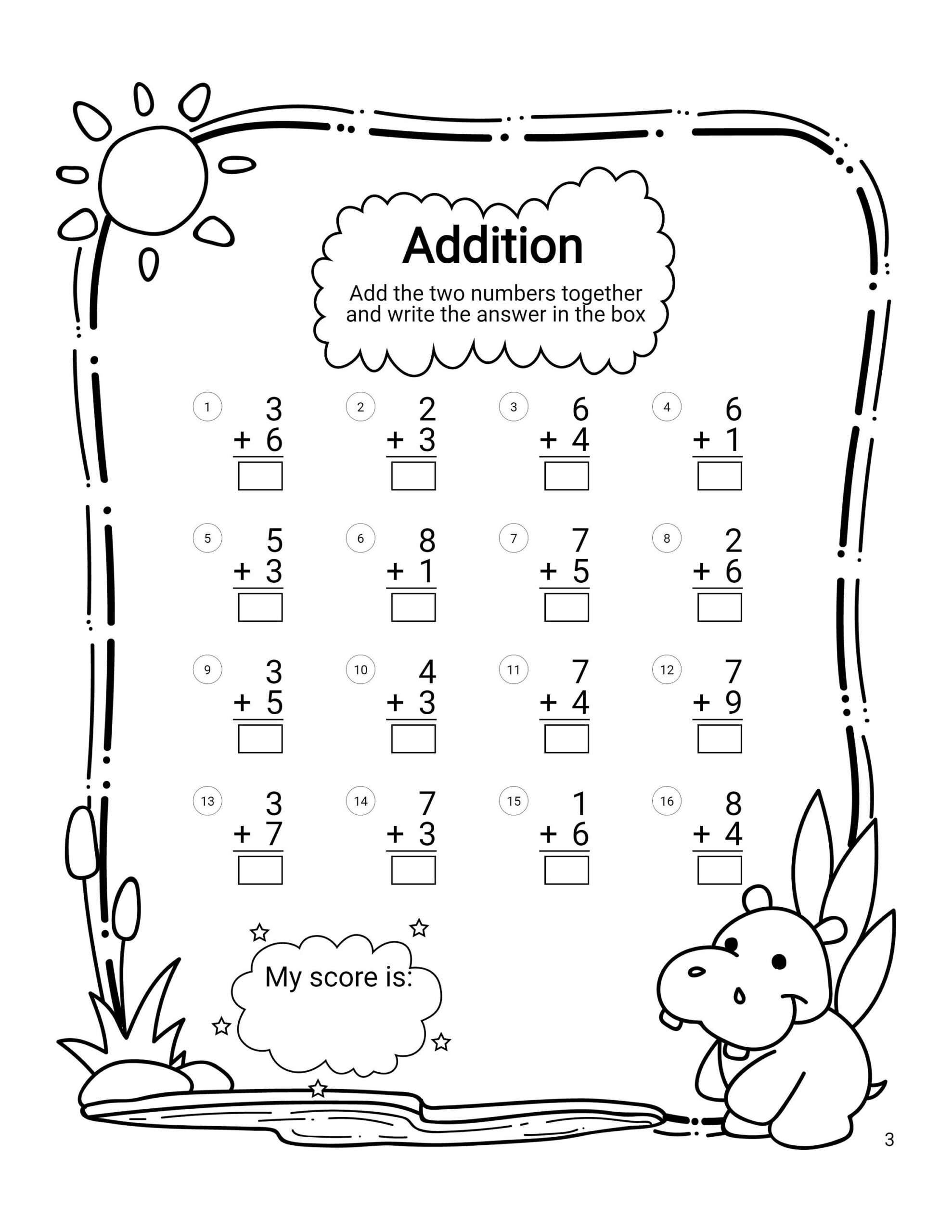 kindergarten math worksheets subtraction