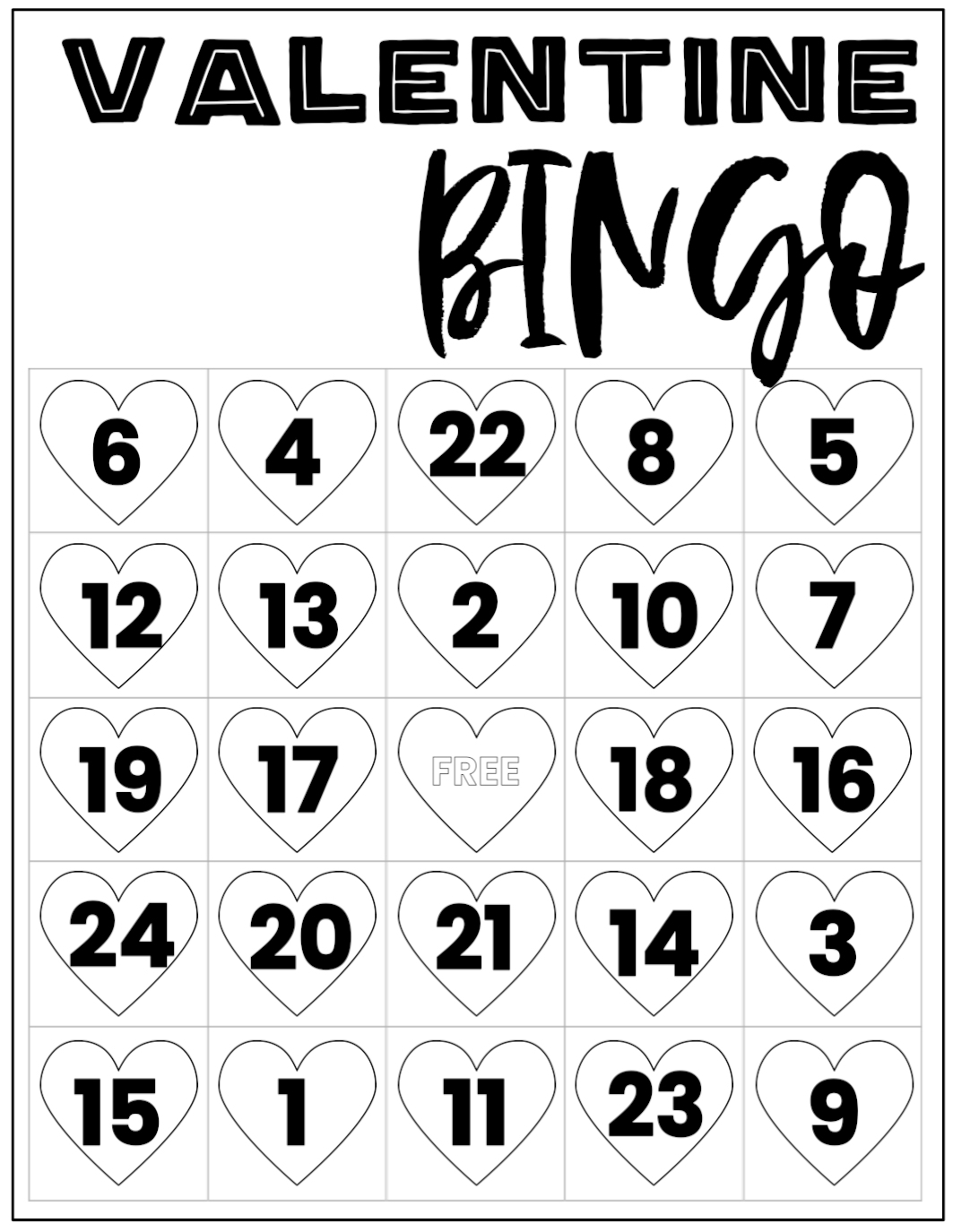 24 valentine bingo cards printable
