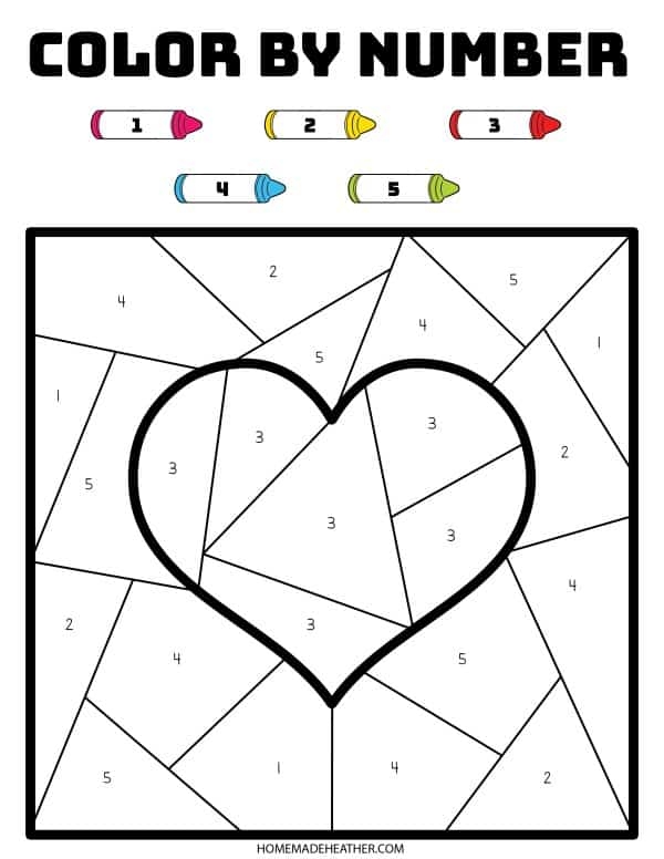 Free Valentine Color By Number Printables Homemade Heather