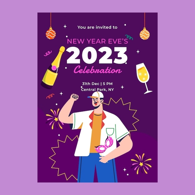 Free Vector Flat New Years Eve Invitation Template