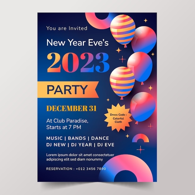 Free Vector Gradient New Years Eve Invitation Template