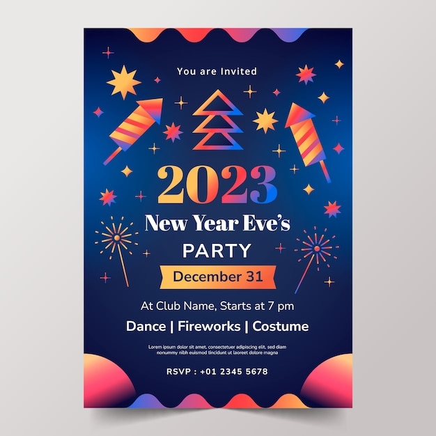 Free Vector Gradient New Years Eve Invitation Template