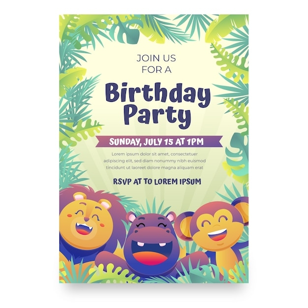 jungle birthday invitation template