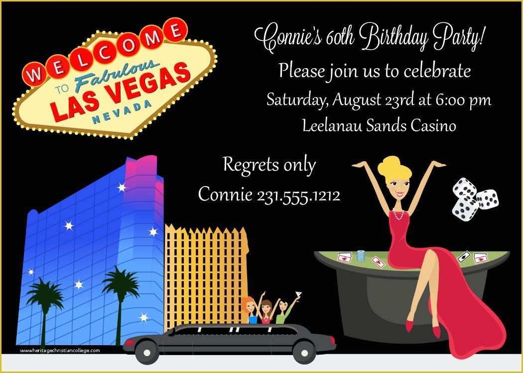 Free Vegas Themed Invitation Templates Of Retro Las Vegas Sign Casino 