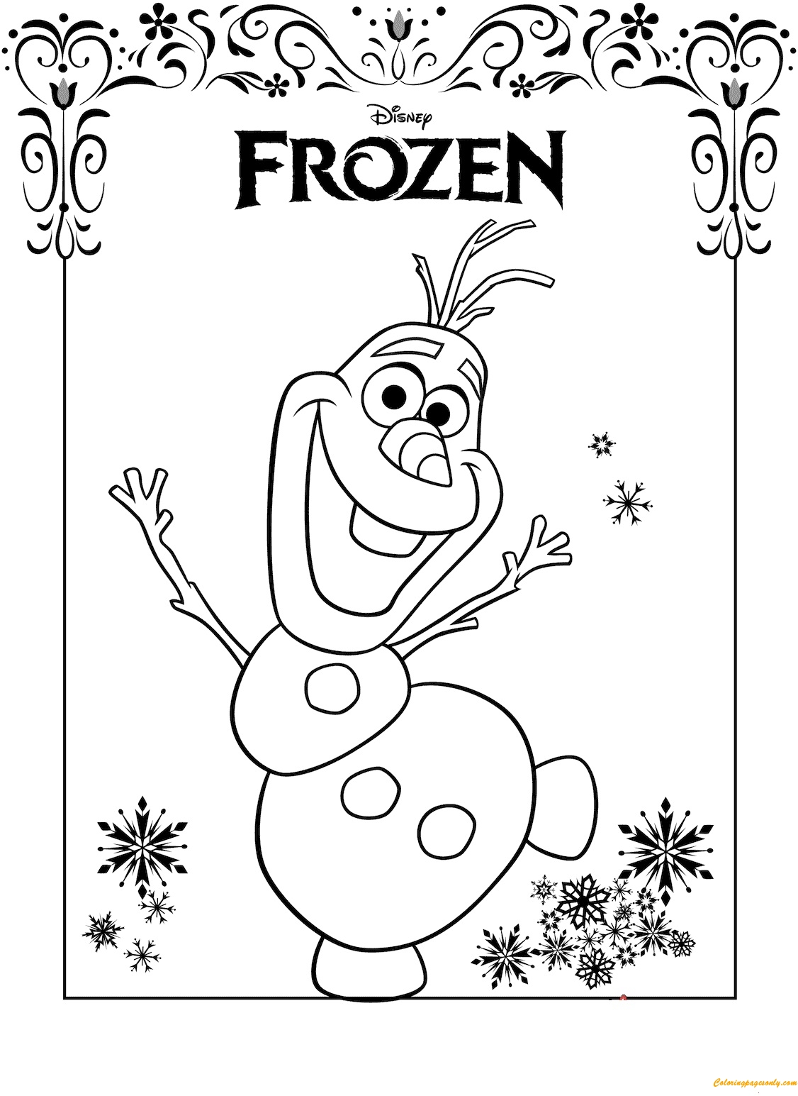 Friendly Olaf Frozen Coloring Page Free Coloring Pages Online