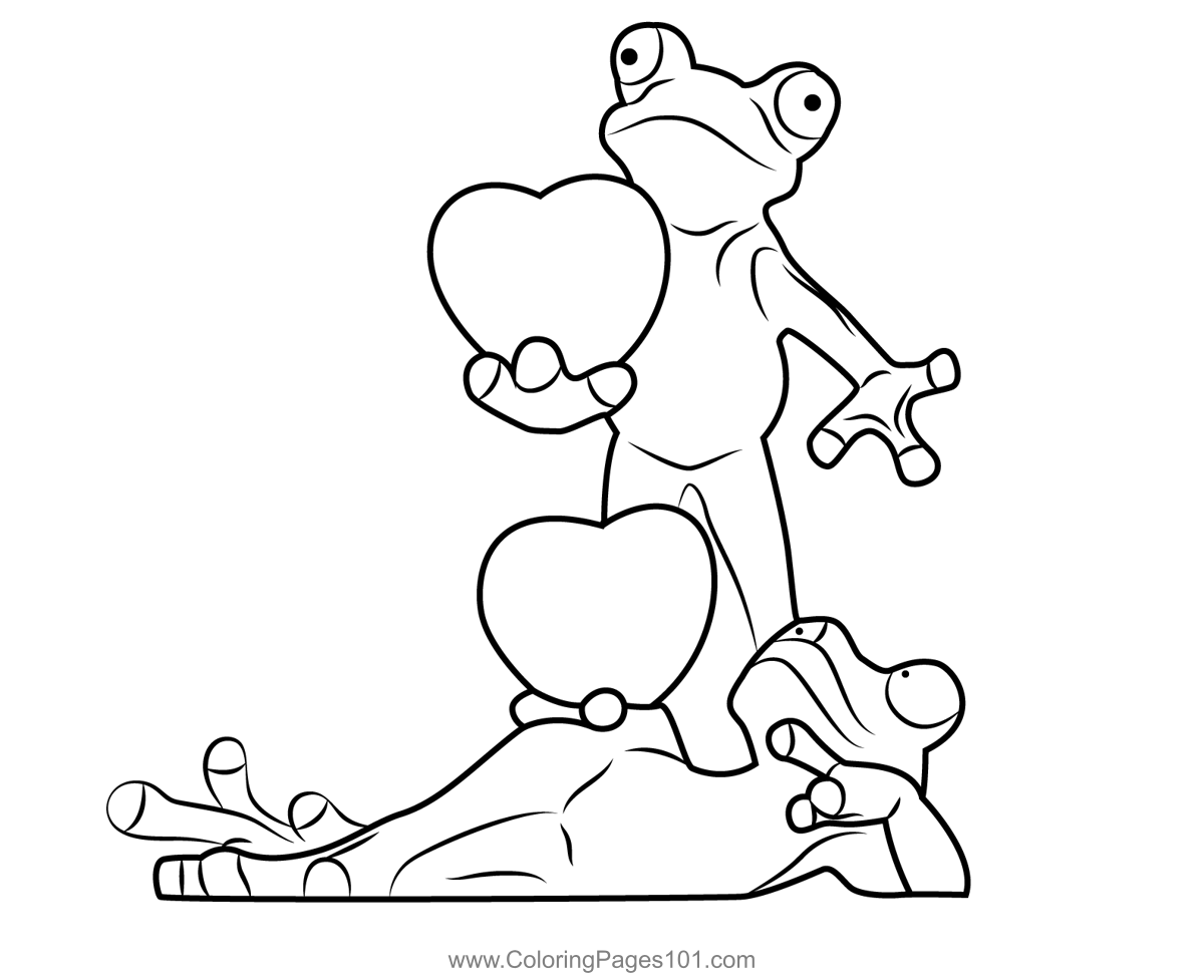 Frogs Pair Celebrate Valentine 39 s Day Coloring Page For Kids Free 