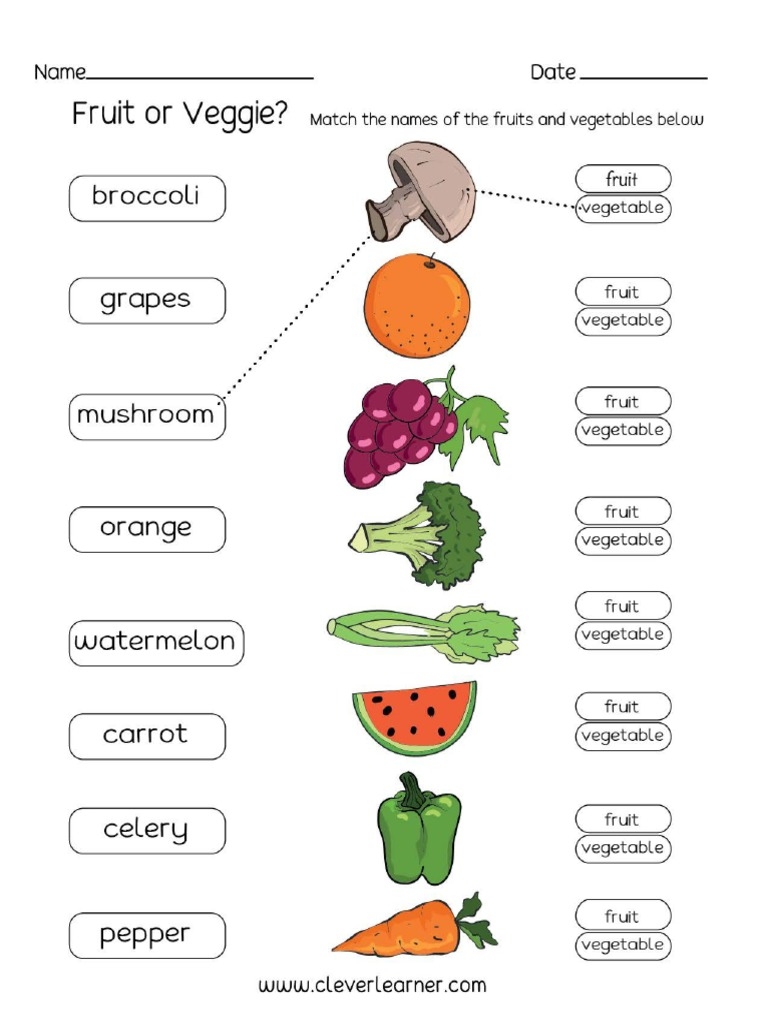 Fruit And Vegetable Printable Worksheet PDF PDF Worksheets Library