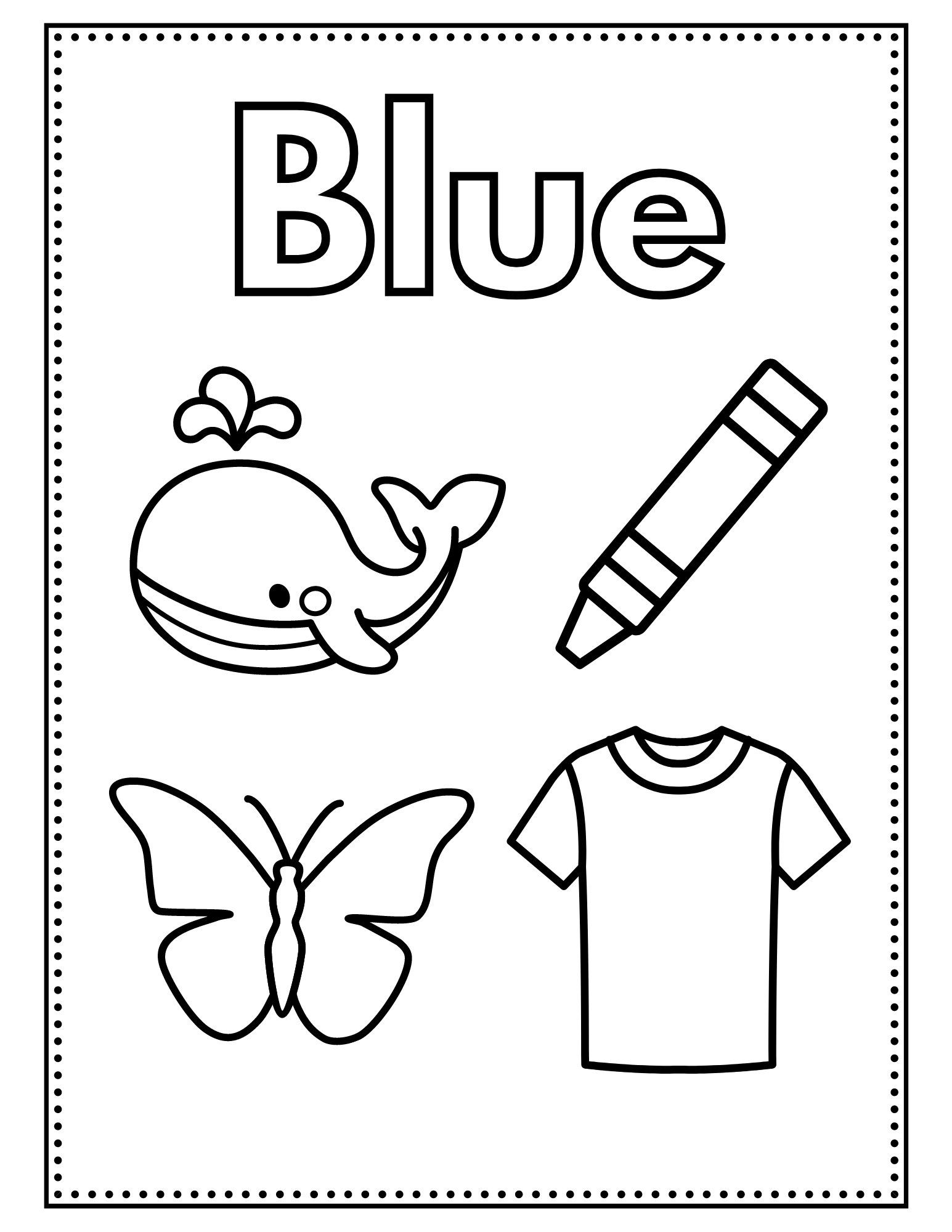 free printable color blue worksheet