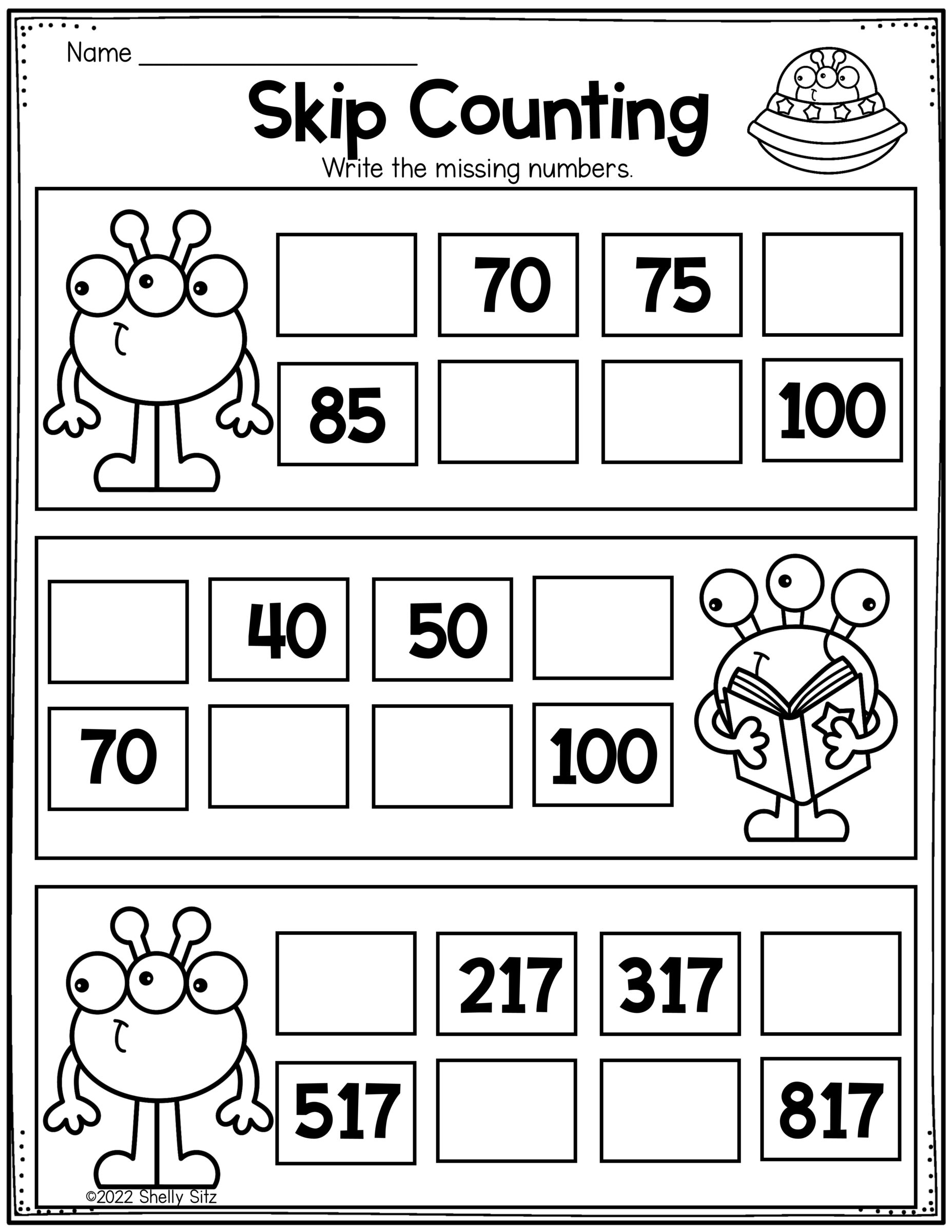 skip counting worksheet