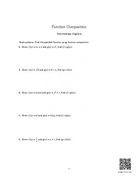 Function Composition Worksheet By Go Bears Tutors TPT