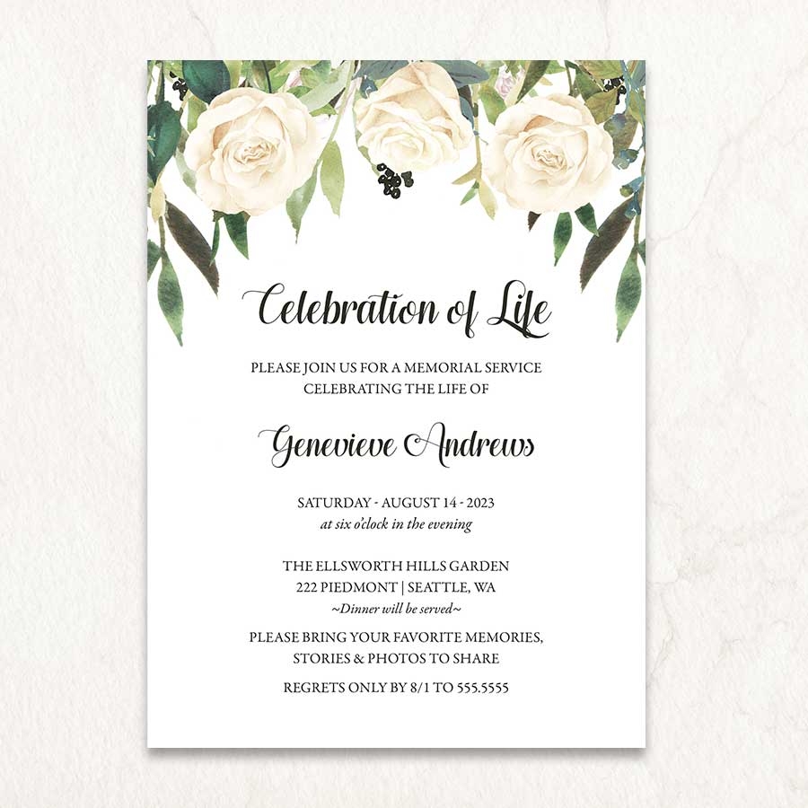 invite to memorial service template