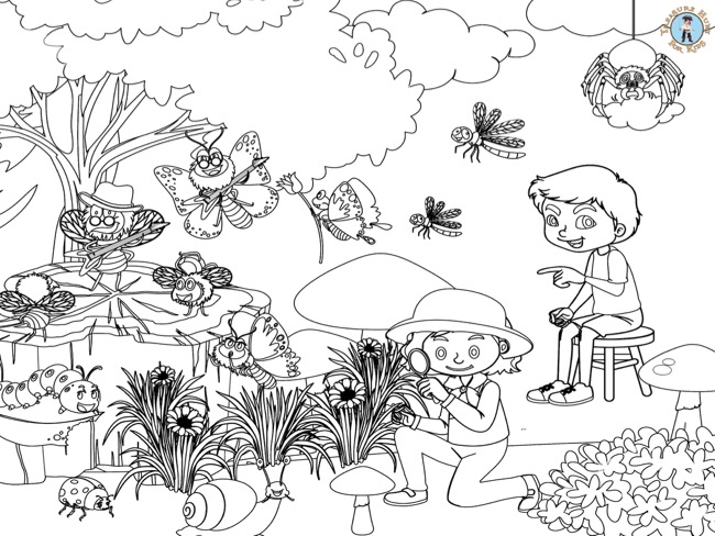 Garden Bugs Coloring Page Treasure Hunt 4 Kids