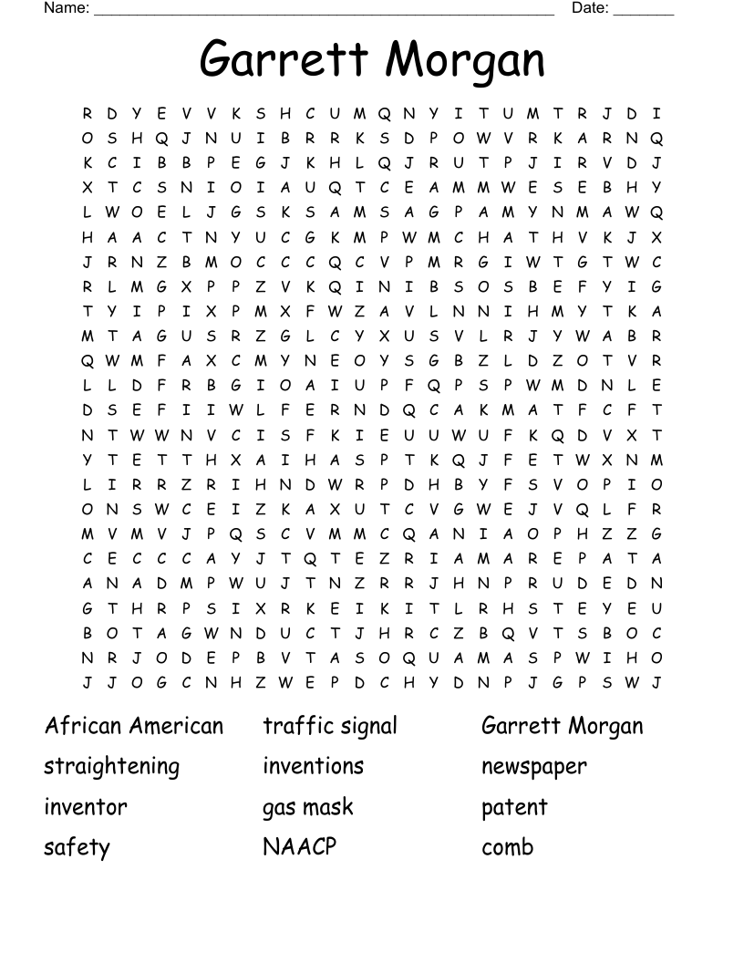 Garrett Morgan Worksheet For Kids