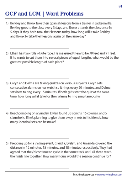 GCF And LCM Word Problems Worksheets Worksheets Library