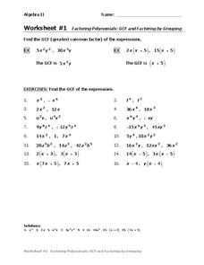 greatest common factor factoring worksheet