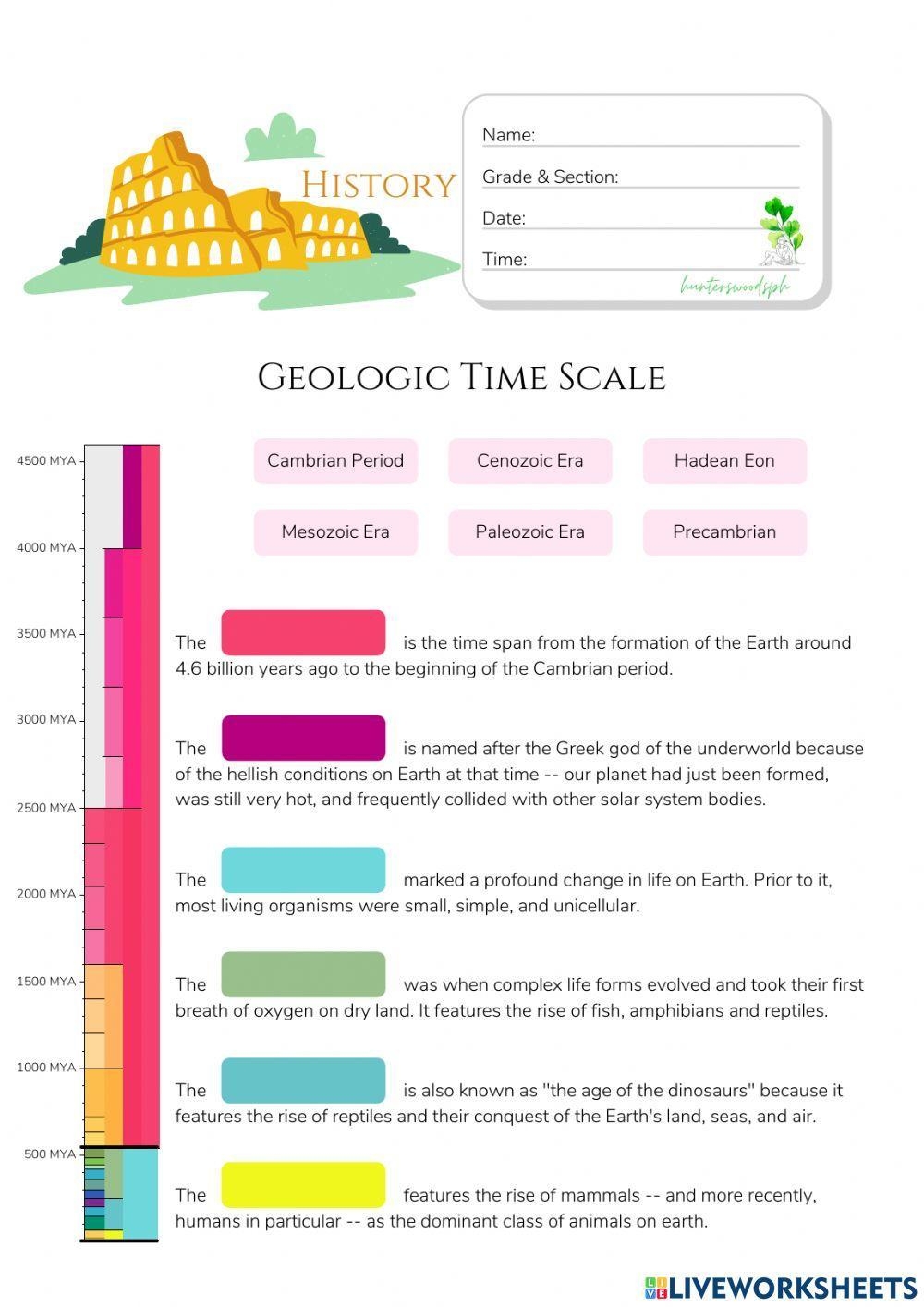 Geologic Time Scale Worksheet Answer Key PDF Geologic Time 