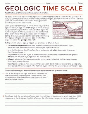 Geologic Time Worksheet ANSWERS PDF Geologic Time Scale 