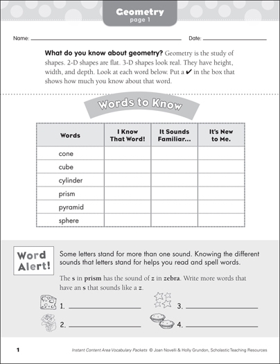 Geometry Vocabulary Study Guide Foldable Worksheets Library