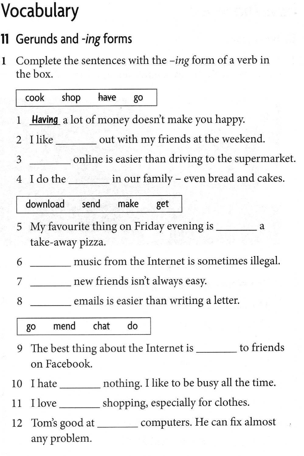 gerund worksheet