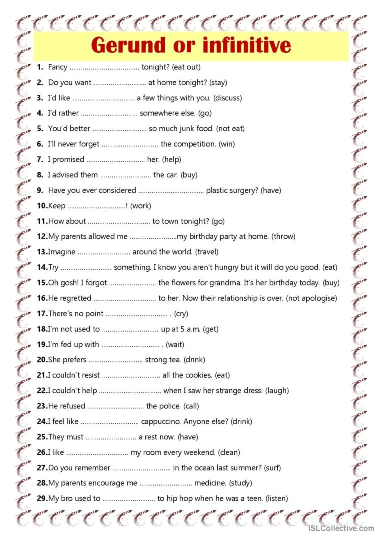 Gerund English ESL Worksheets Pdf Doc Worksheets Library