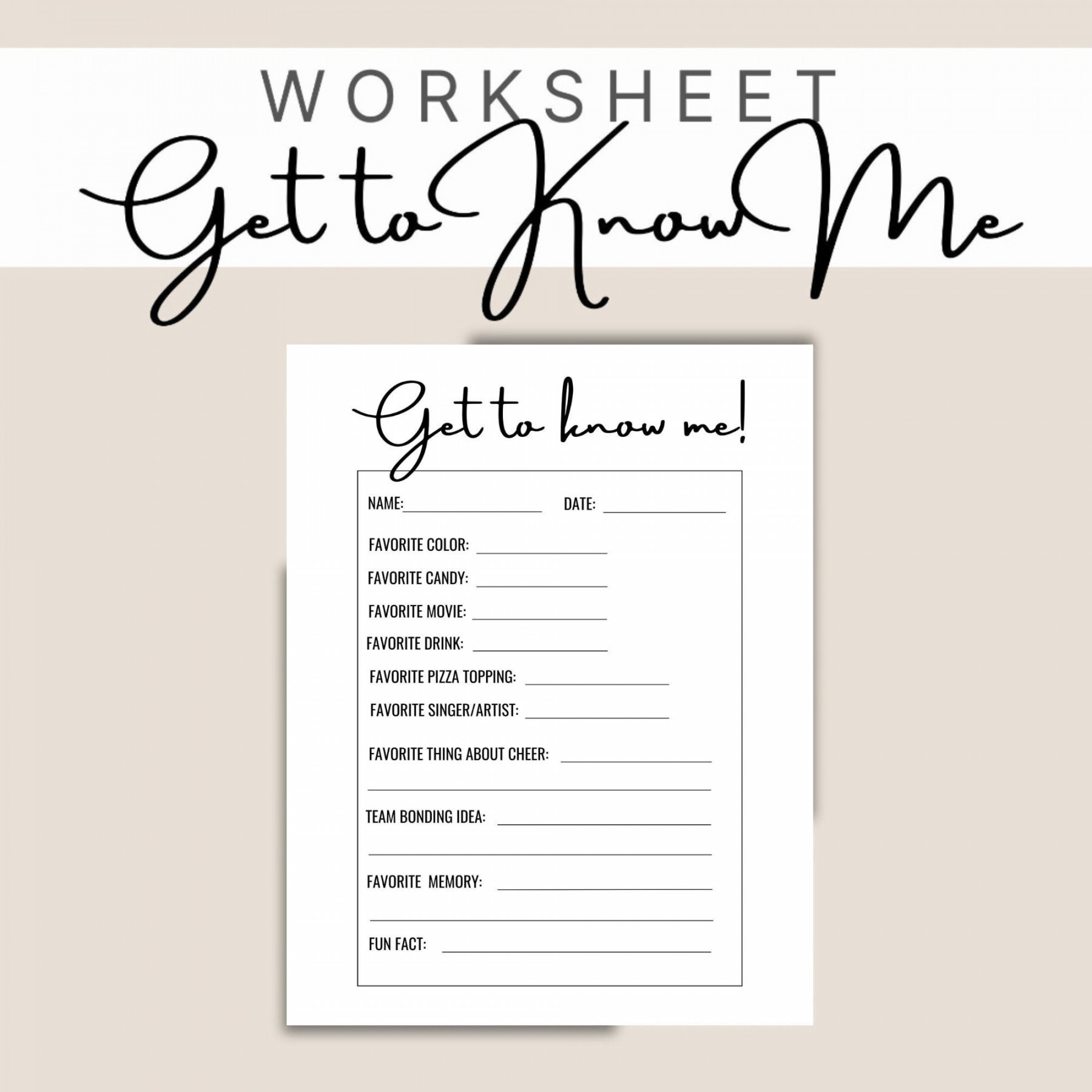Get To Know Me Worksheet Printable PDF Template