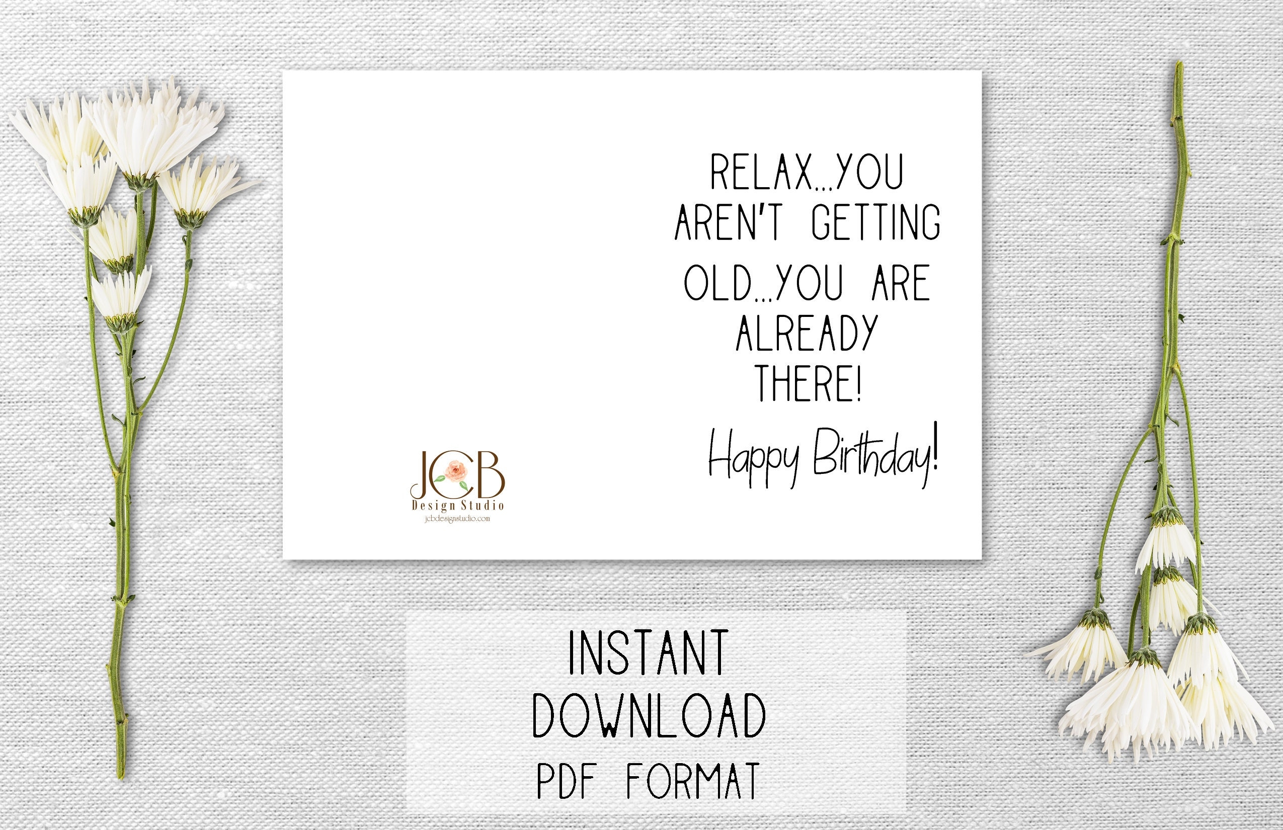 Getting Old Printable Birthday Card Etsy