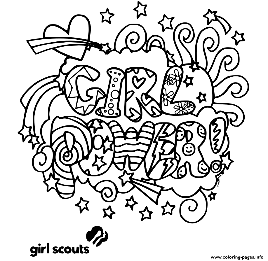 Girl Power Girls Scouts Coloring Page Printable