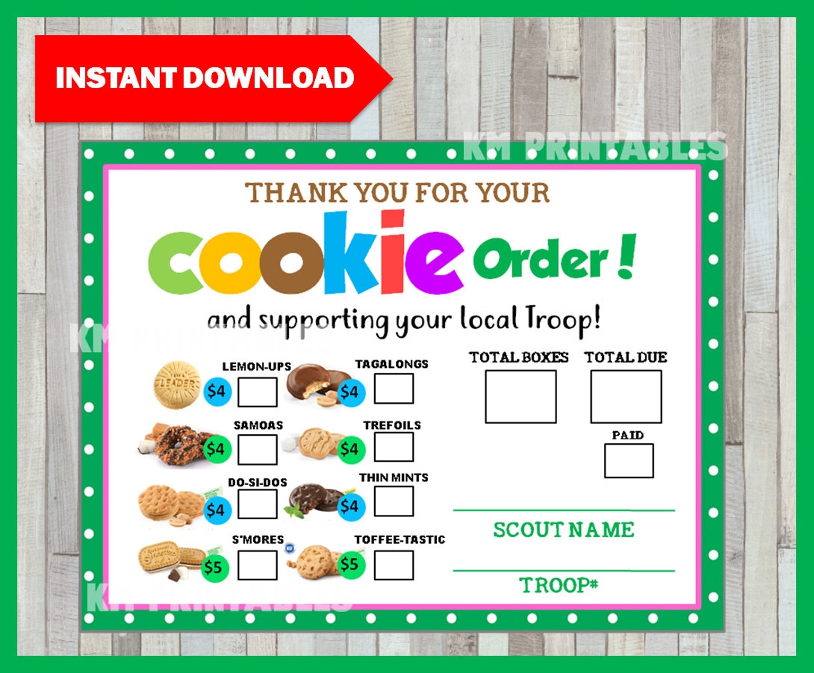 Girl Scout Cookies 2024 Order Form Printable Benny Arlinda