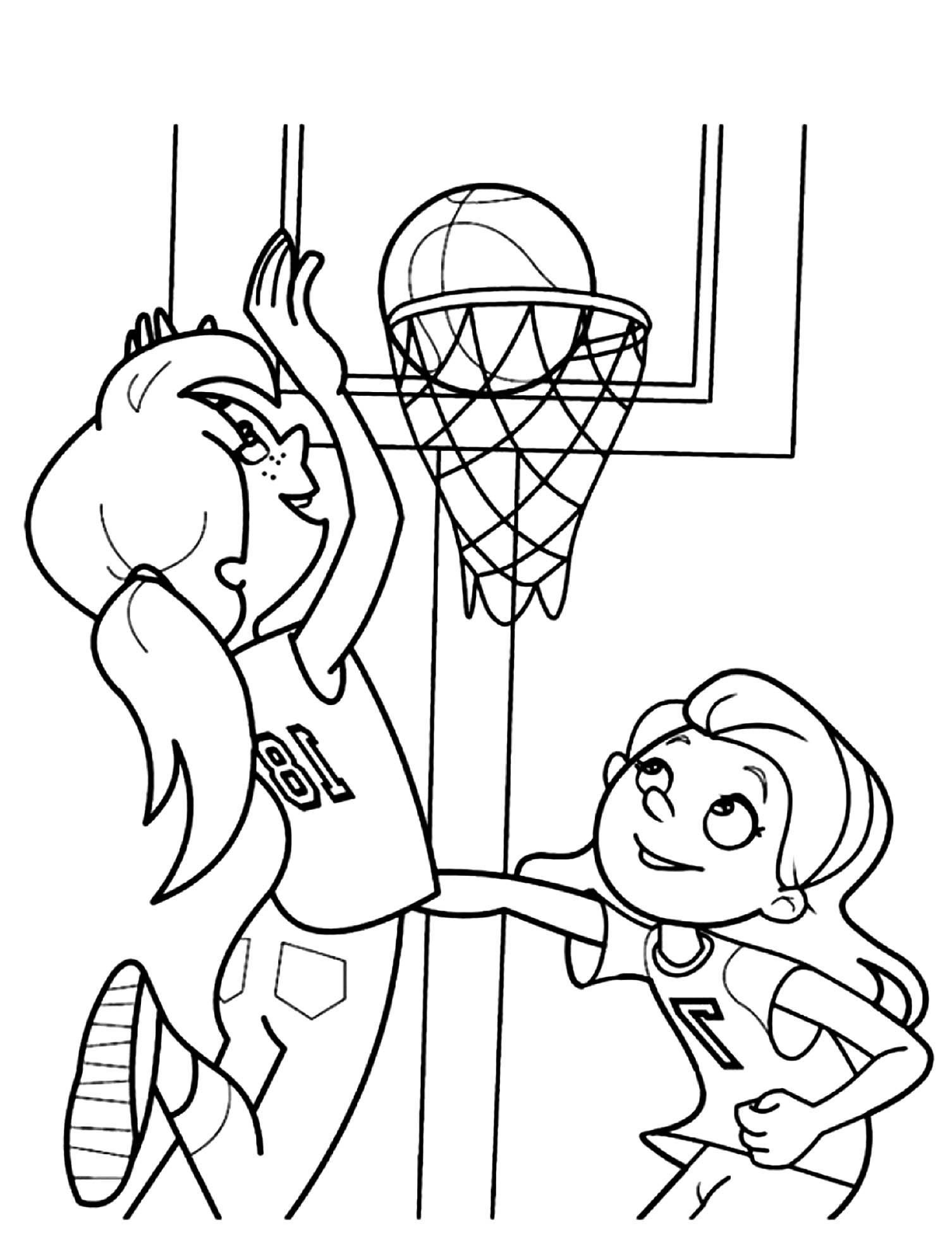 Girls Playing Basketball Coloring Page Basketball Coloring Pages
