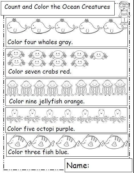 Glory Ocean Preschool Worksheets Dltk For Kids