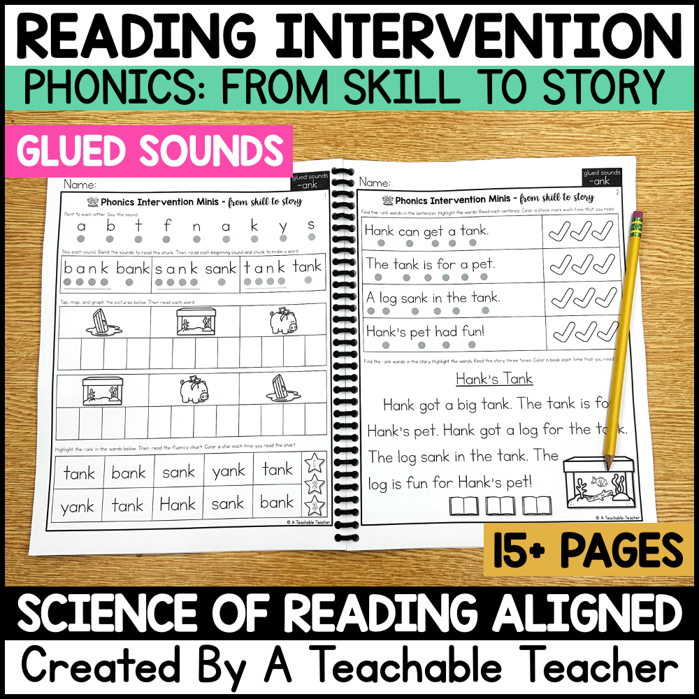 Glued Sounds Worksheets For Reading Intervention A Teachable 