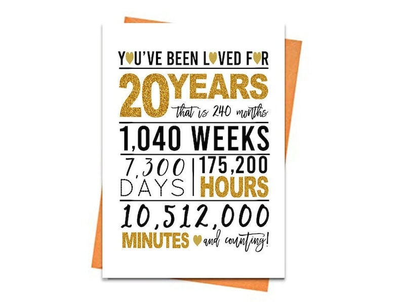 20th birthday card printable