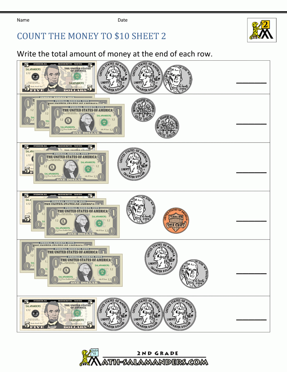 Grade 2 Counting Money Worksheets Free Printable K5 Learning