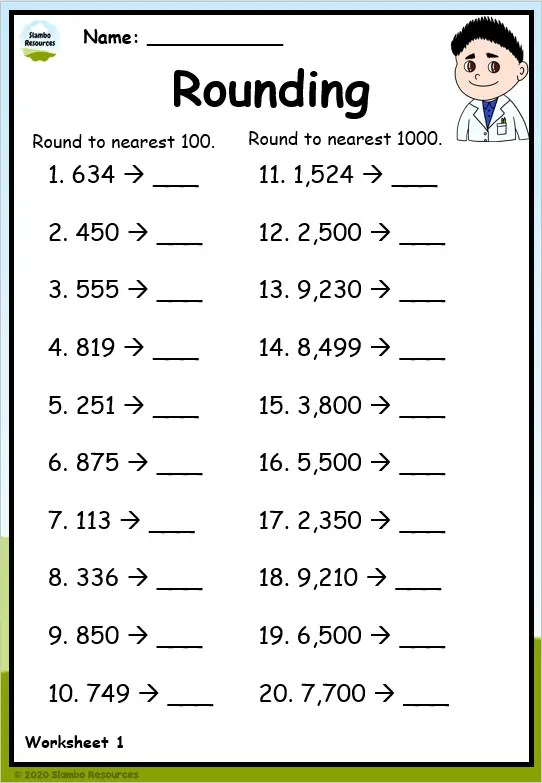 rounding numbers worksheet