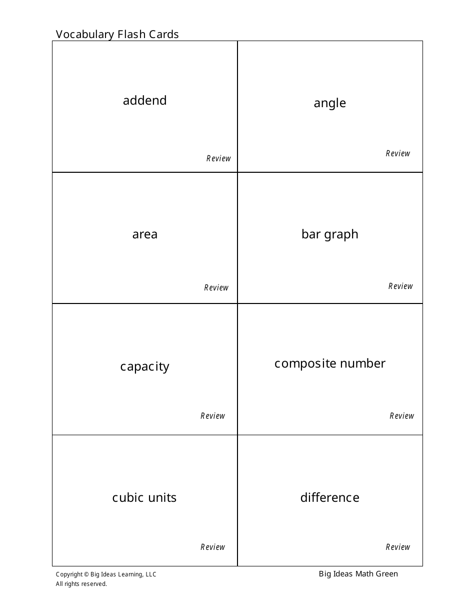 Grade 6 Math Vocabulary Flash Cards Download Printable PDF Templateroller