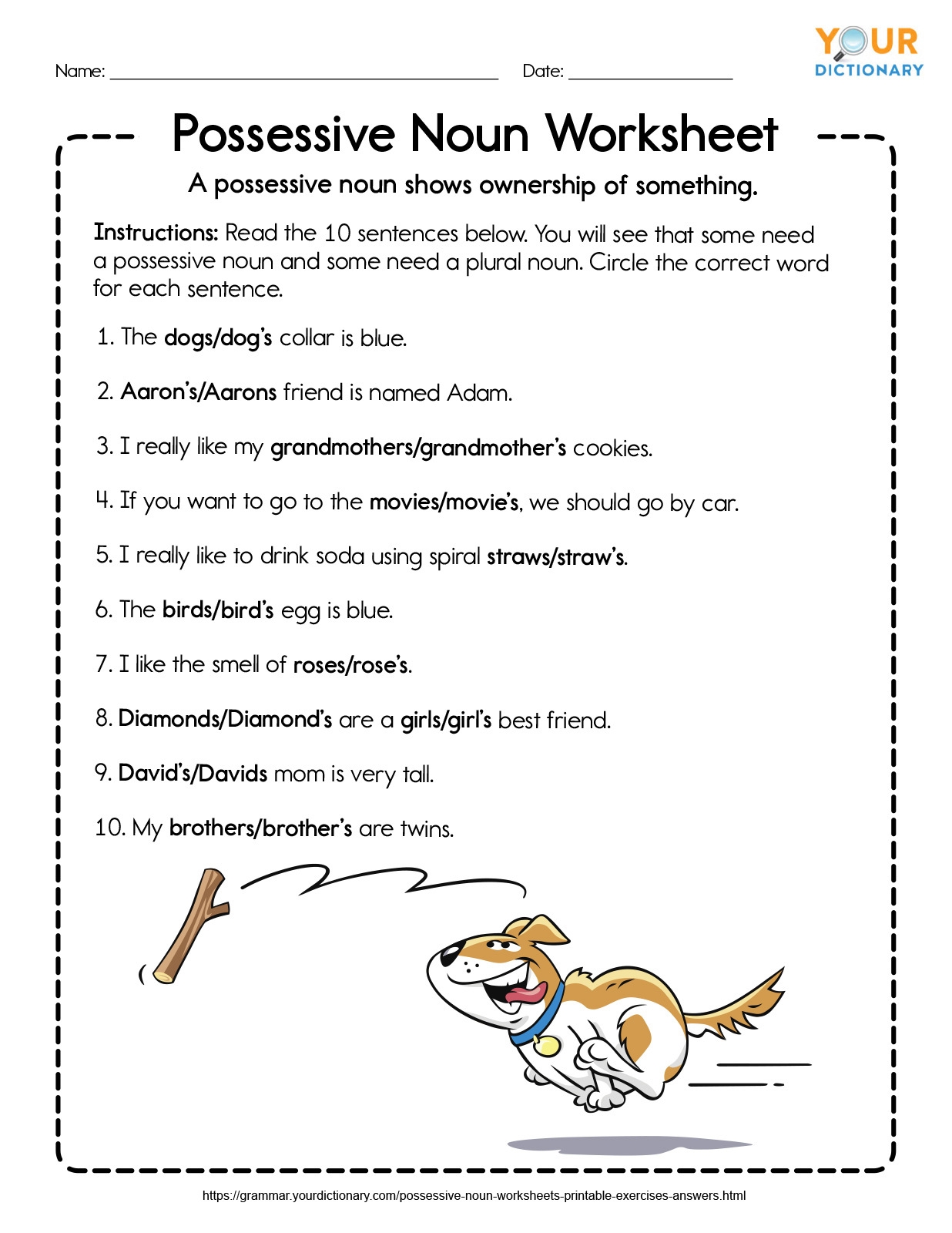 possessive noun worksheets
