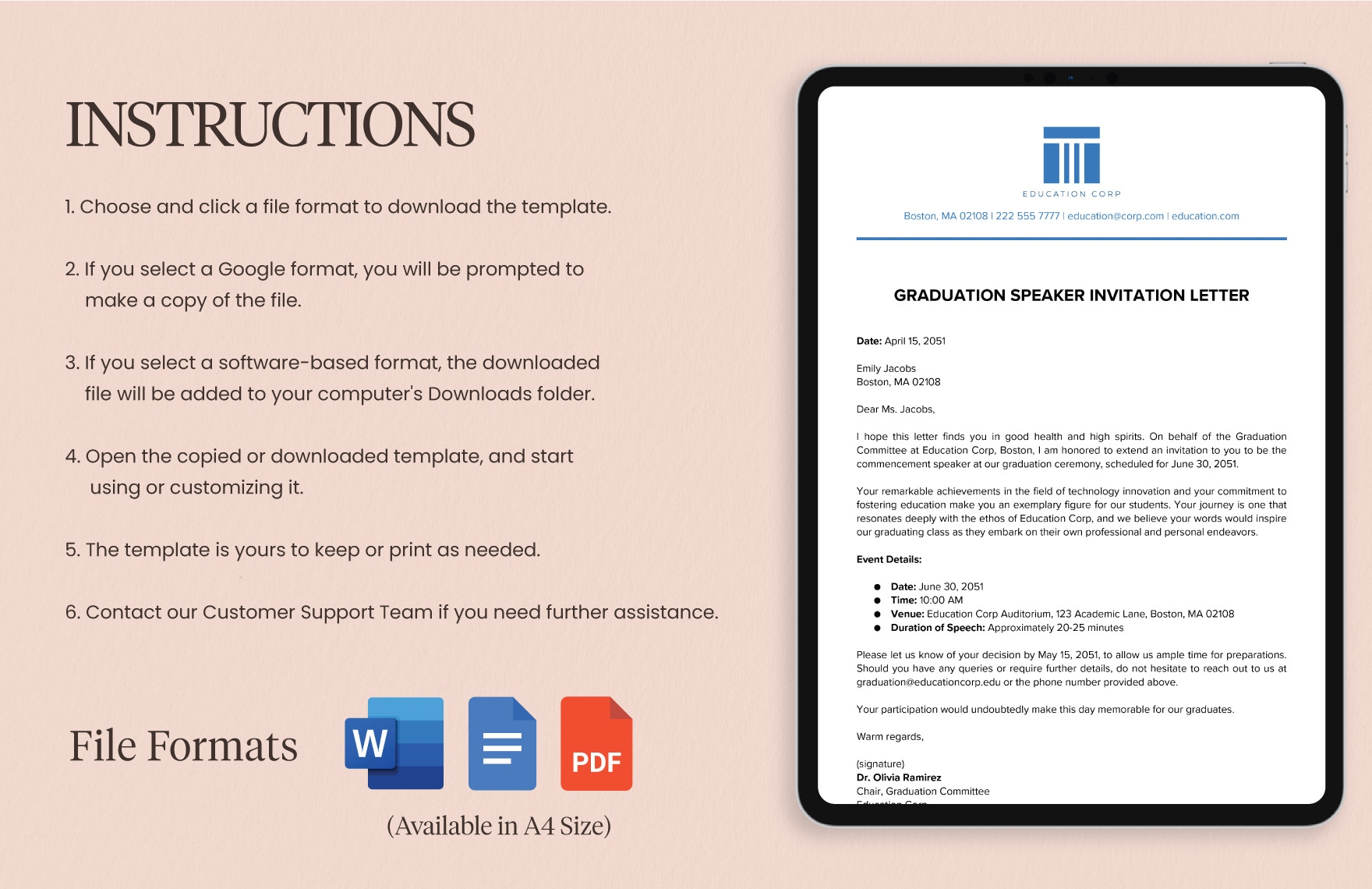 Graduation Speaker Invitation Letter Template In Word PDF Google Docs