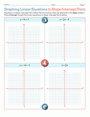 Graphing Linear Equations In Slope Intercept Form Worksheet 
