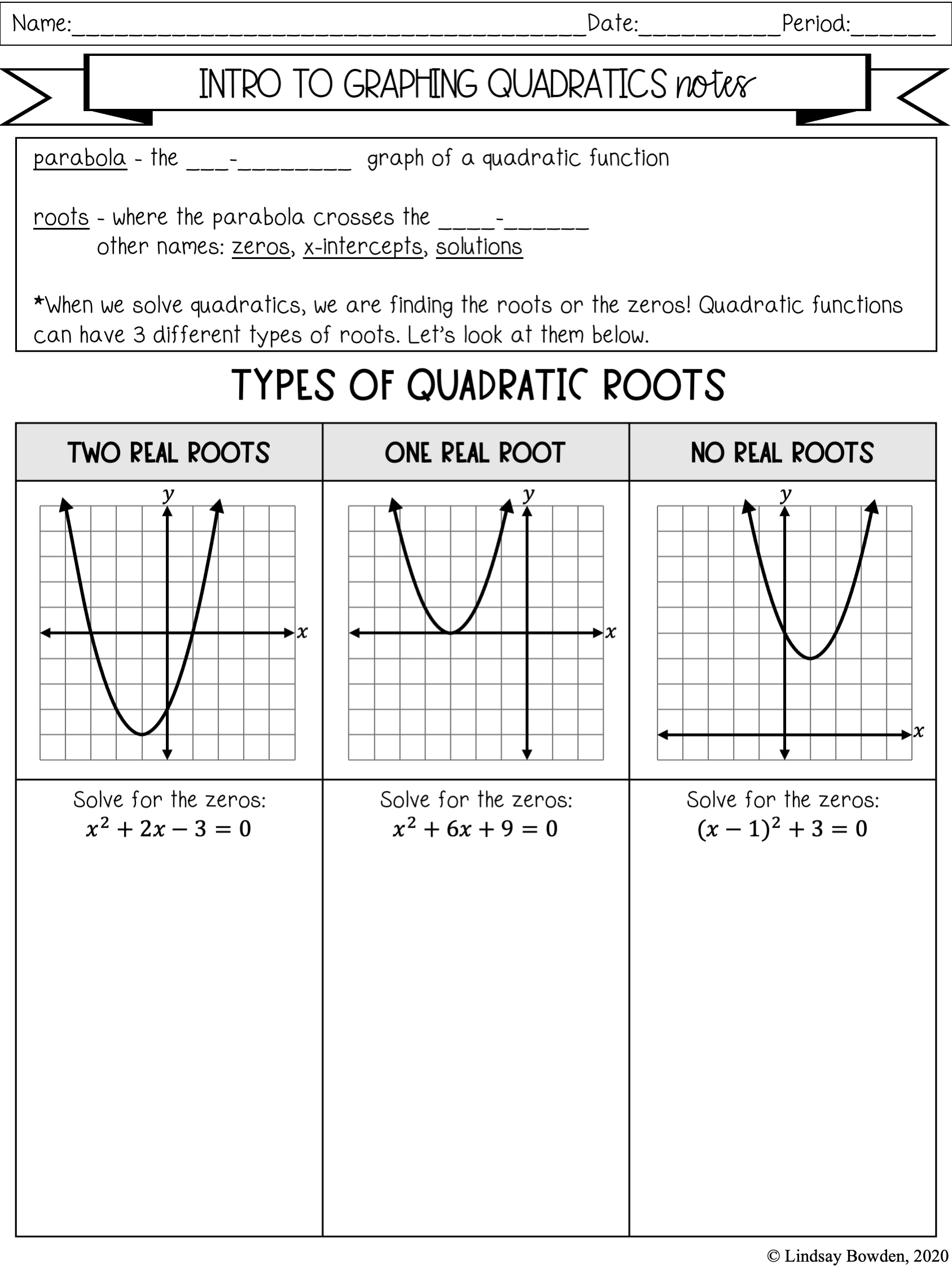 Graphing Quadratics Notes And Worksheets Lindsay Bowden Worksheets 