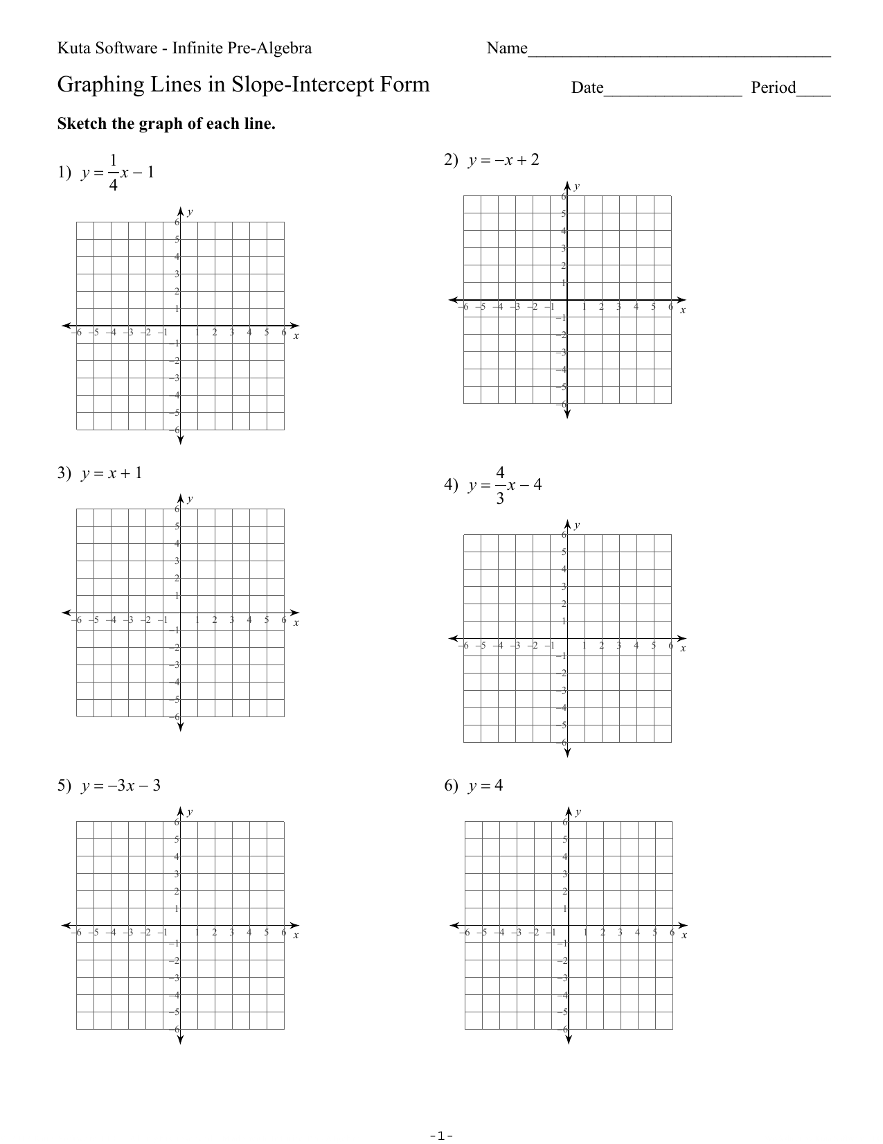 Graphing Slope Intercept Form Worksheet E streetlight