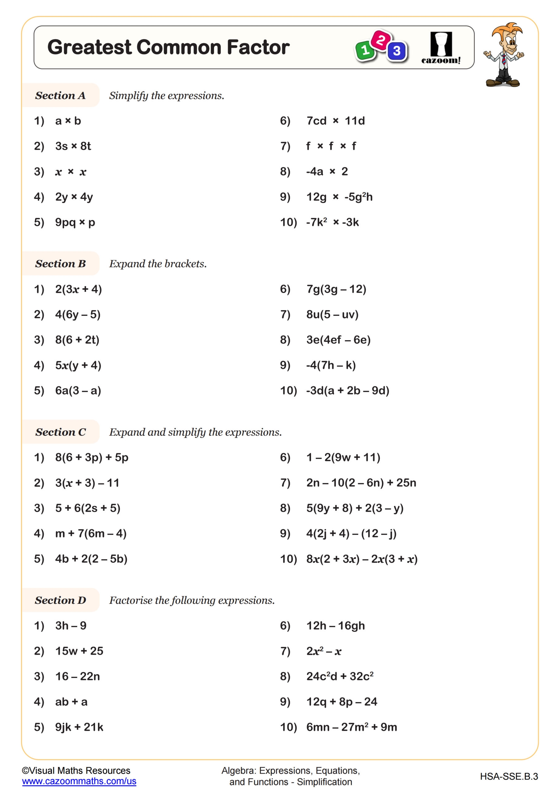 Greatest Common Factor 4th Grade Math Worksheet GreatSchools 