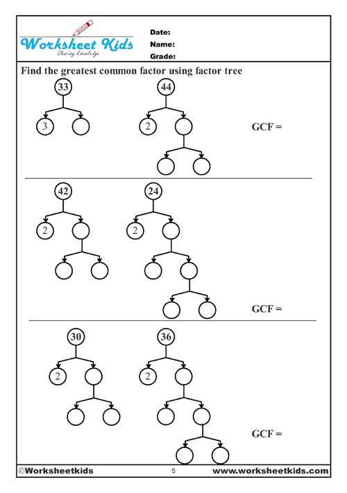Greatest Common Factor Worksheet Page Worksheets Library