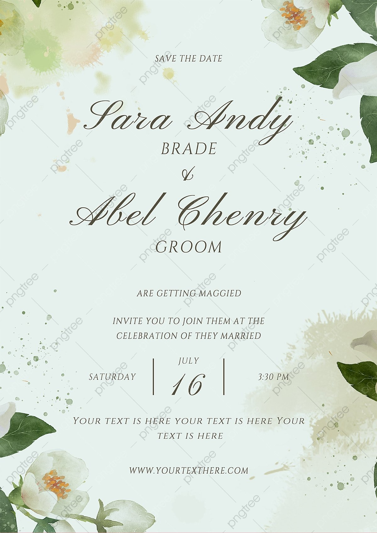 Green Nature Floral Wedding Invitation Template Template Download On 