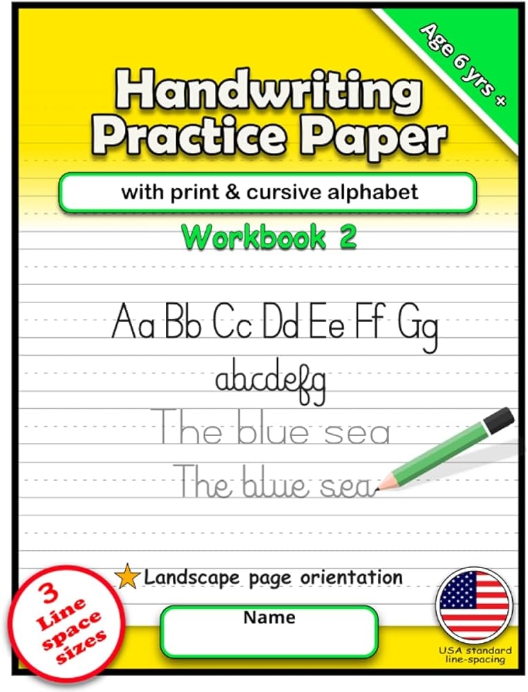 Handwriting Practice Paper With Print Cursive Alphabet Workbook 2 