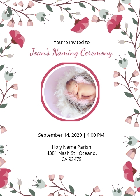 naming ceremony invitation template free