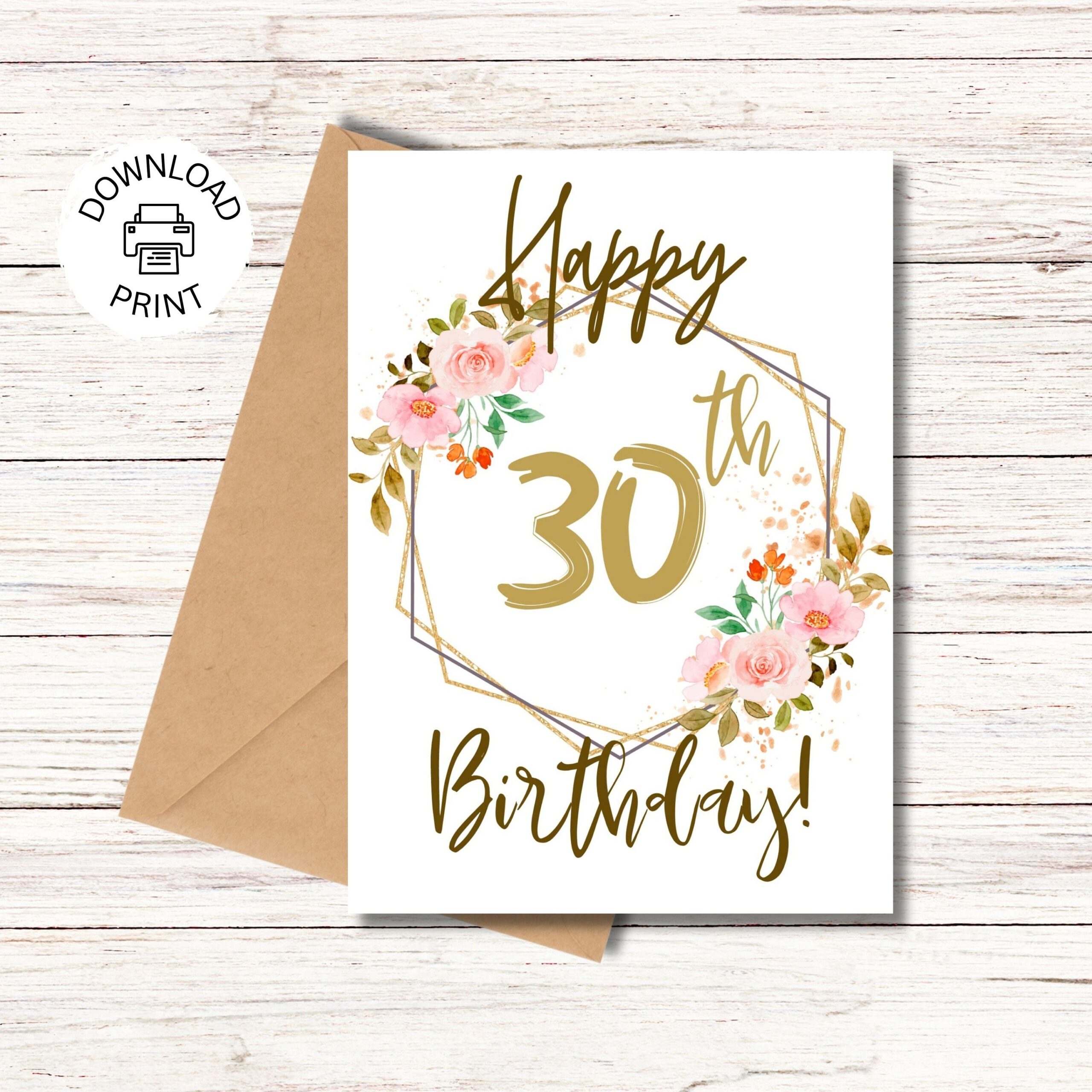 Happy 30th Birthday Card Printable Greeting Card Birthday Wishes 